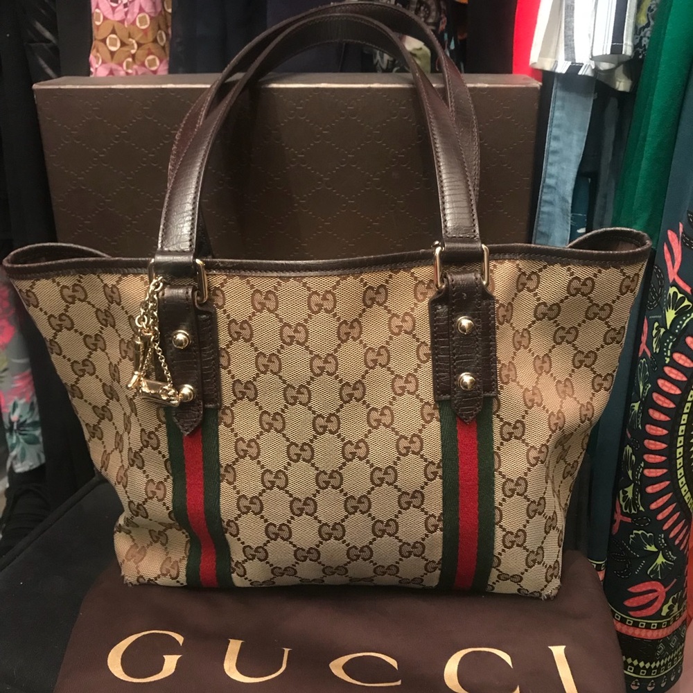 Authentic Monogram Gucci Shoulder Bag Tote Purse